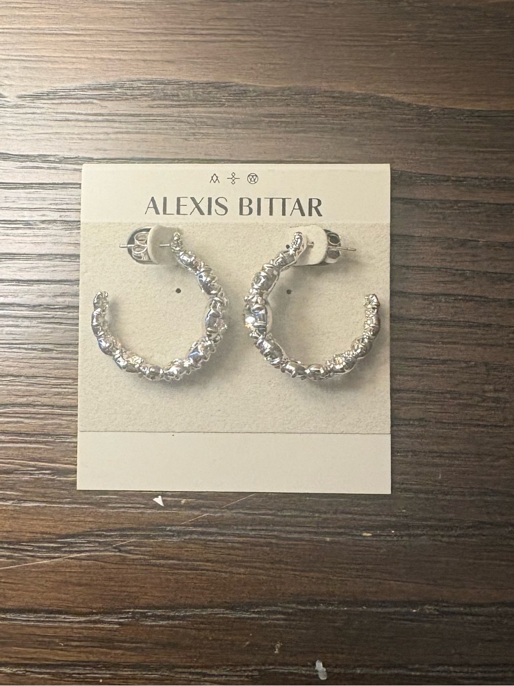 NEW Alexis Bittar Silver Crystal Hoop Earrings